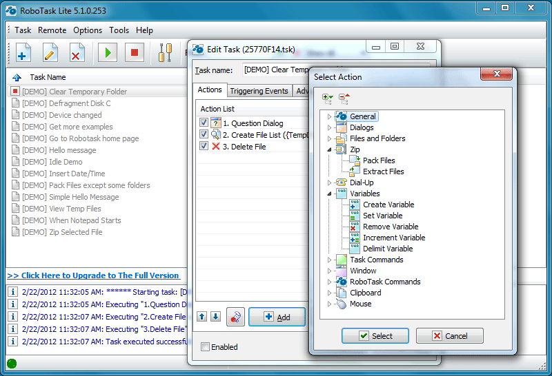 RoboTask Lite can automate any series of tasks you do on your computer.