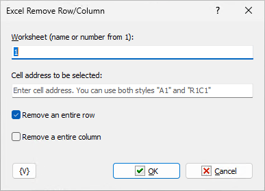 ExcelRemoveRowCol
